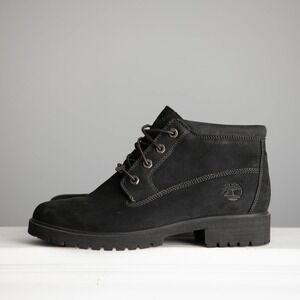 Timberland Black Suede Chukka Boots W Sz 9.5 Ankle Lace Up Lug Sole‎ Grunge Work